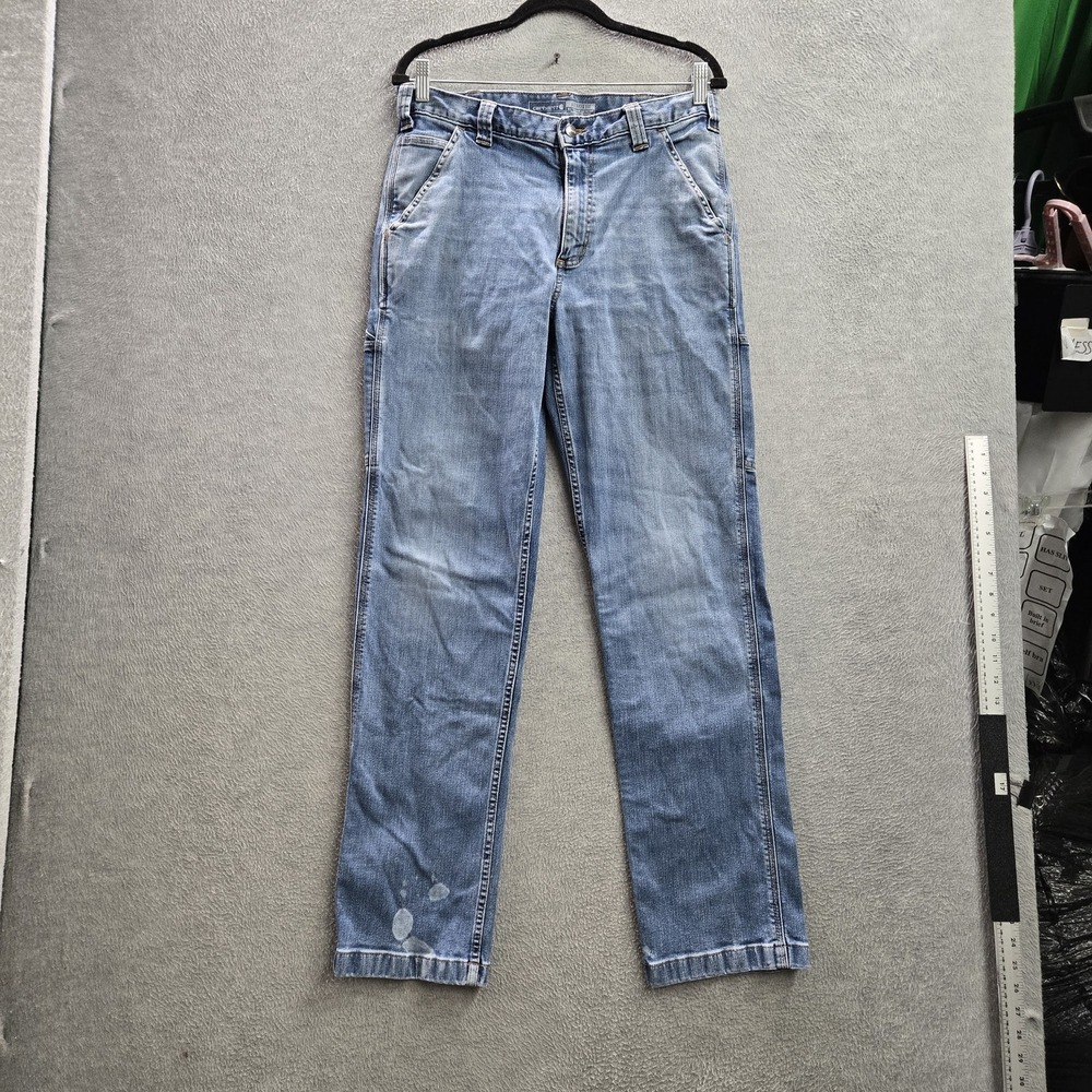 Carhartt Men Jeans 32X34 Blue Denim Carpenter BD2808-M Rugged Flex Utility READ